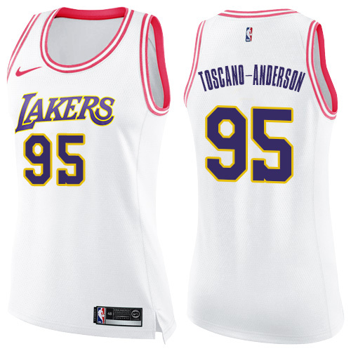 Nike Lakers #95 Juan Toscano-Anderson White/Pink Women's NBA Swingman Fashion Jersey