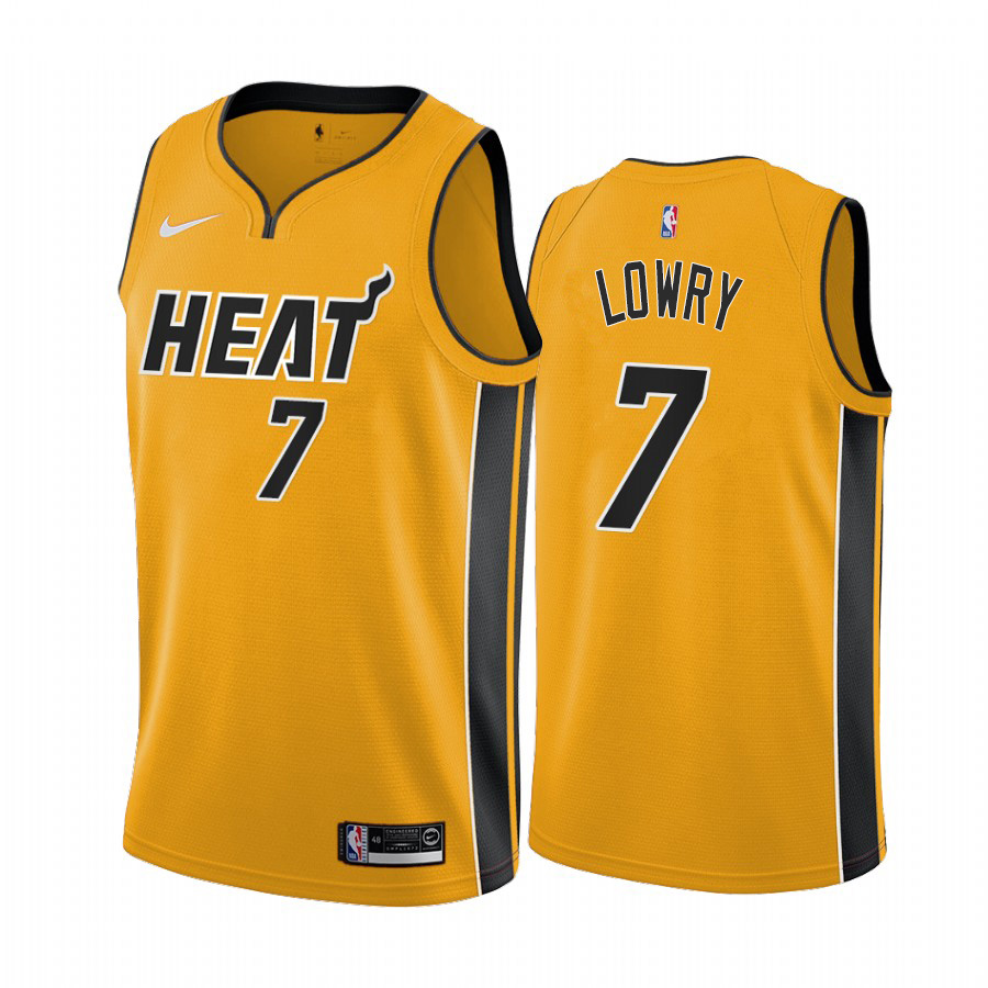 Miami Heat #7 Kyle Lowry Women's Yellow NBA Swingman 2020-21 Earned Edition Jersey