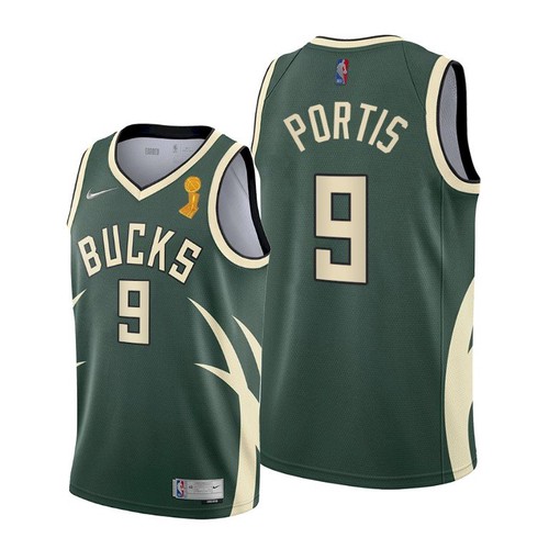 Nike Bucks #9 Bobby Portis Women's 2021 NBA Finals Champions Swingman Earned Edition Jersey Green