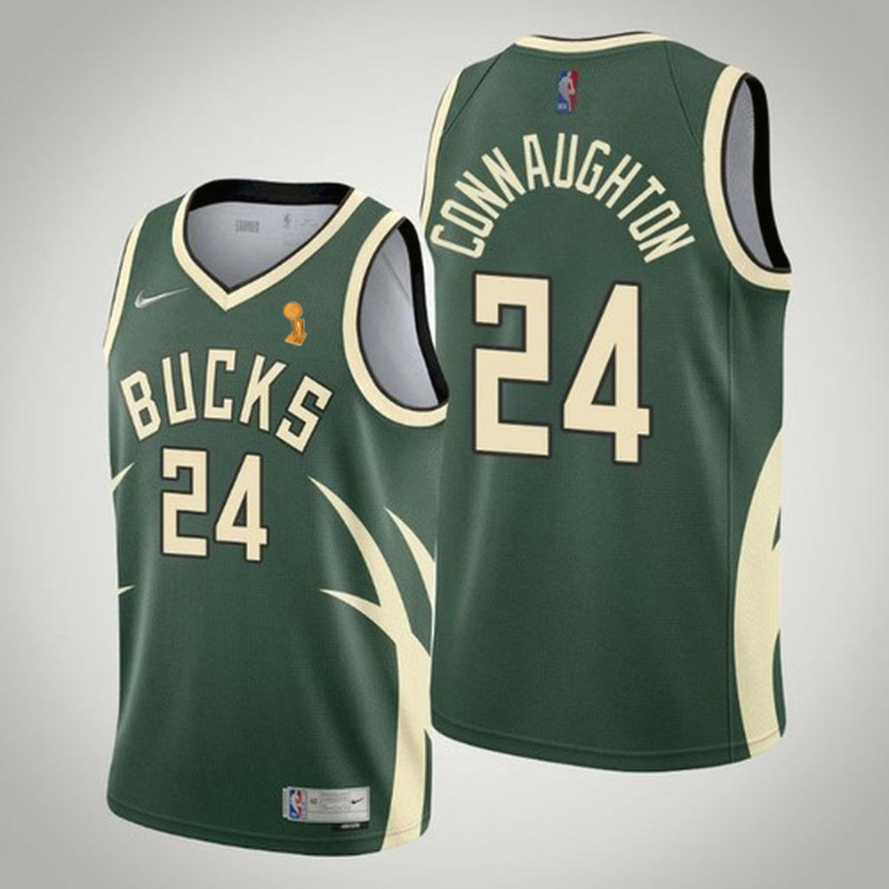 Nike Bucks #24 Pat Connaughton Women's 2021 NBA Finals Champions Swingman Earned Edition Jersey Green