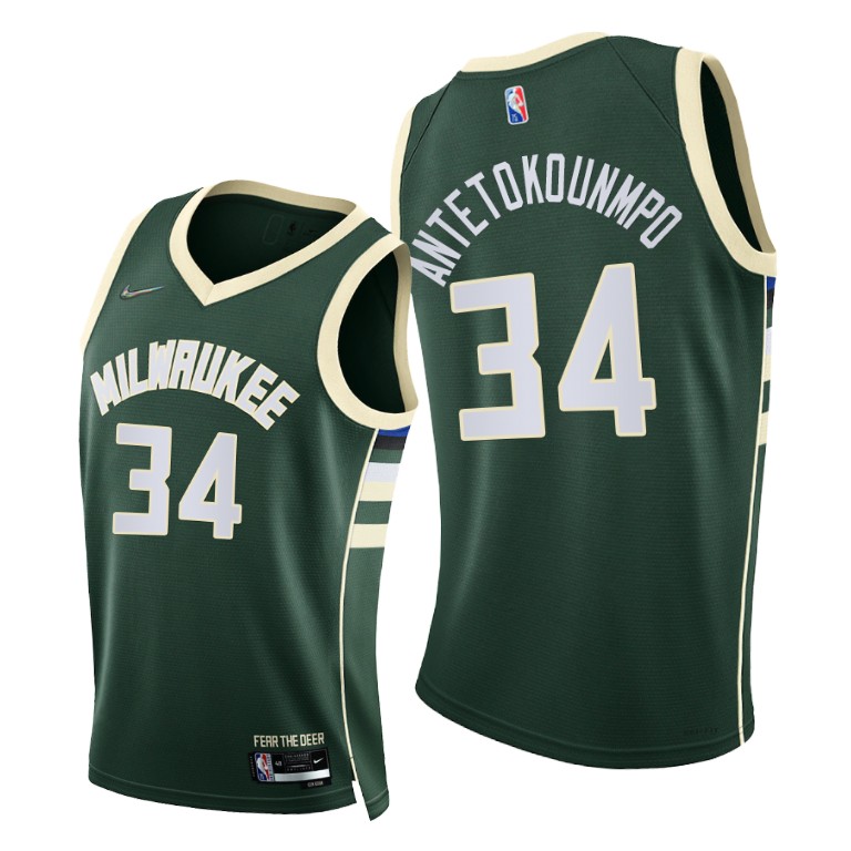 Nike Bucks #34 Giannis Antetokounmpo Women's 2021-22 75th Diamond Anniversary NBA Jersey Green