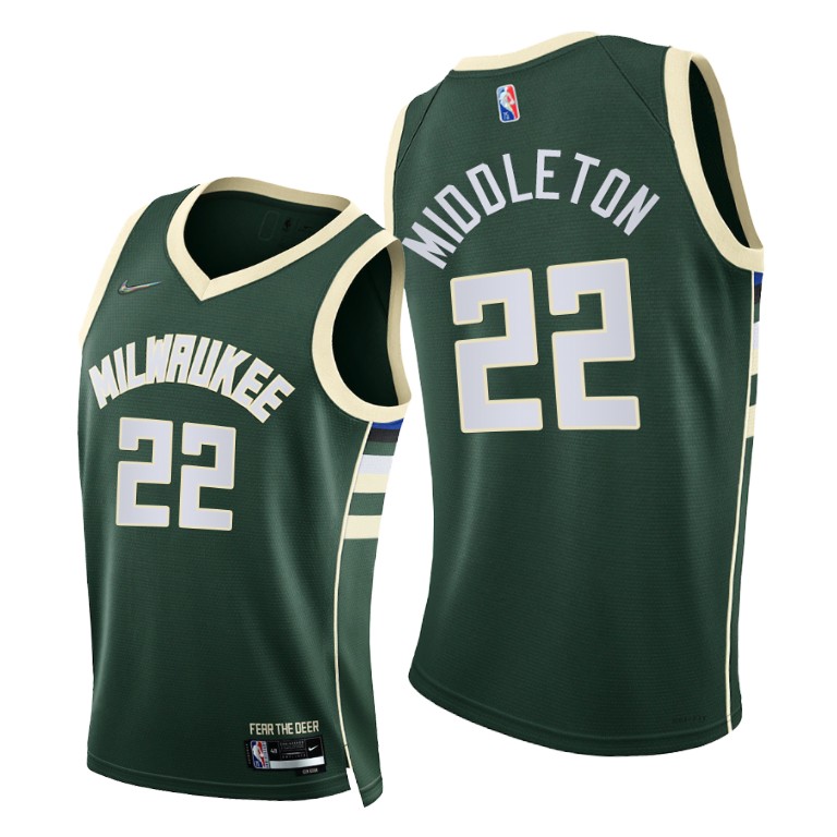 Nike Bucks #22 Khris Middleton Women's 2021-22 75th Diamond Anniversary NBA Jersey Green