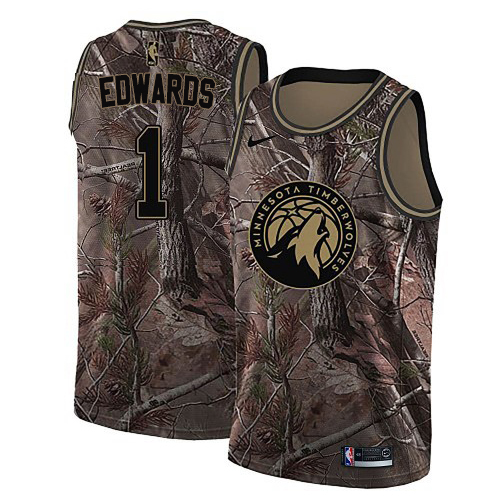 Nike Timberwolves #1 Anthony Edwards Camo Women's NBA Swingman Realtree Collection Jersey