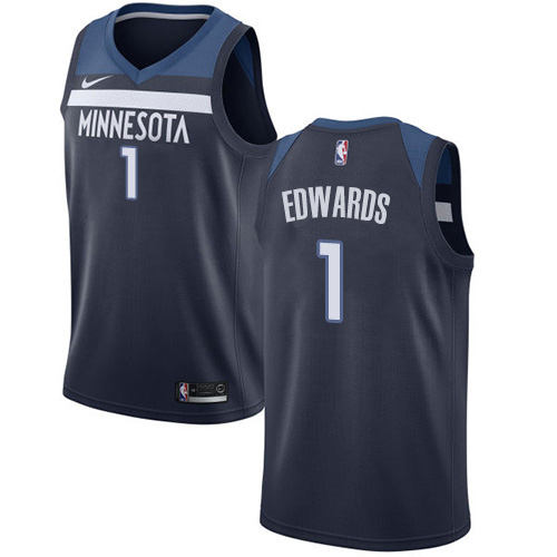 Nike Timberwolves #1 Anthony Edwards Navy Blue Women's NBA Authentic Icon Edition Jersey