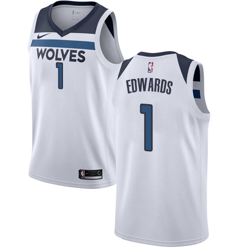 Nike Timberwolves #1 Anthony Edwards White Women's NBA Swingman Association Edition Jersey