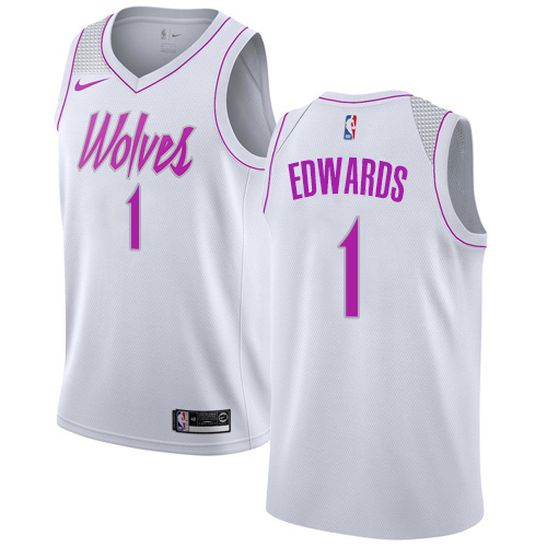 Nike Timberwolves #1 Anthony Edwards White Women's NBA Swingman Earned Edition Jersey