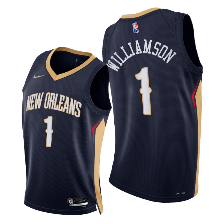 Nike Pelicans #1 Zion Williamson Women's 2021-22 75th Diamond Anniversary NBA Jersey Navy