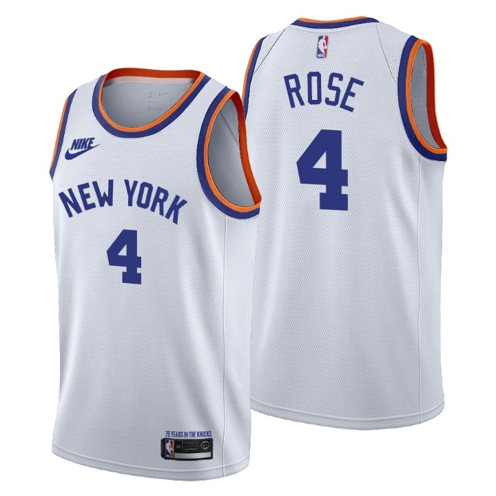 New York Knicks #4 Derrick Rose Women's Nike Releases Classic Edition NBA 75th Anniversary Jersey White