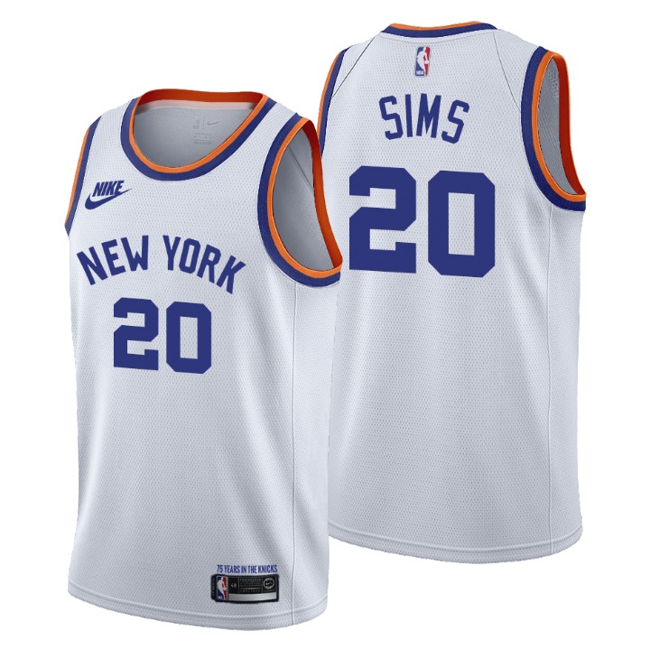 New York Knicks #20 Jericho Sims Women's Nike Releases Classic Edition NBA 75th Anniversary Jersey White