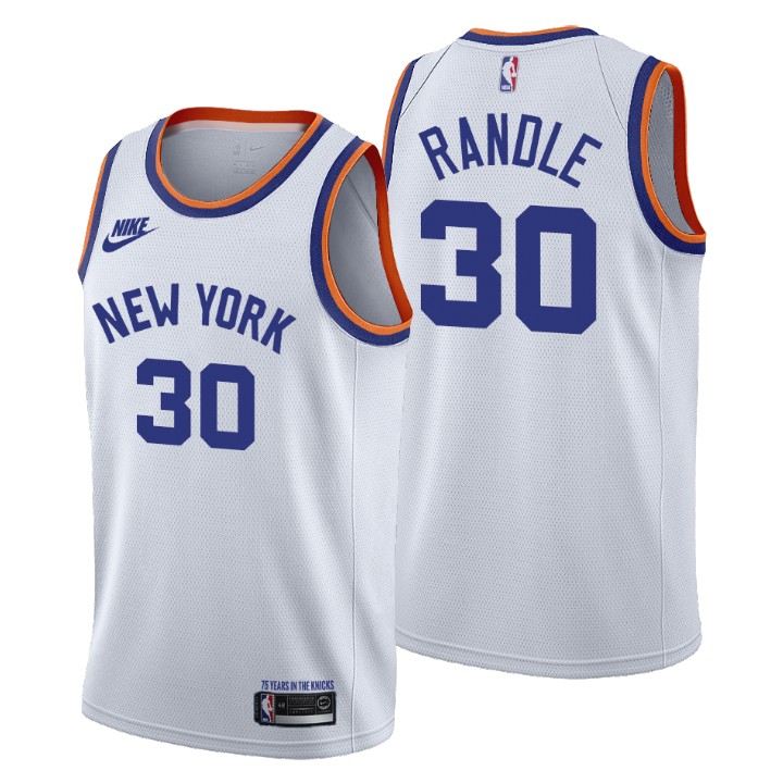 New York Knicks #30 Julius Randle Women's Nike Releases Classic Edition NBA 75th Anniversary Jersey White