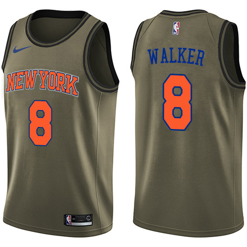 Nike Knicks #8 Kemba Walker Women's Green Salute to Service NBA Swingman Jersey