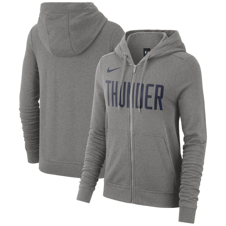 Oklahoma City Thunder Nike Women's Earned Edition Wordmark Essential Full-Zip Hoodie - Gray