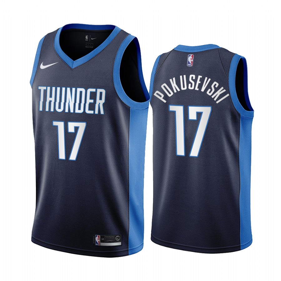 Oklahoma City Thunder #17 Aleksej Pokusevski Navy Women's NBA Swingman 2020-21 Earned Edition Jersey