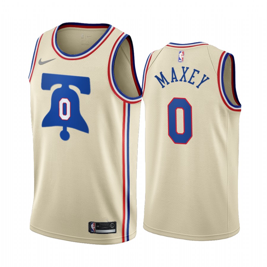 Philadelphia 76ers #0 Tyrese Maxey Cream Women's NBA Swingman 2020-21 Earned Edition Jersey