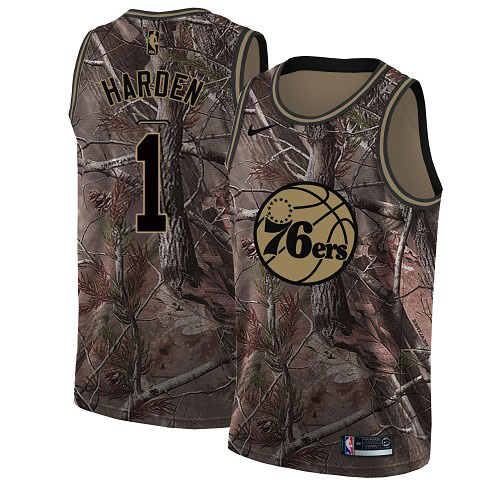 Nike 76ers #1 James Harden Camo Women's NBA Swingman Realtree Collection Jersey