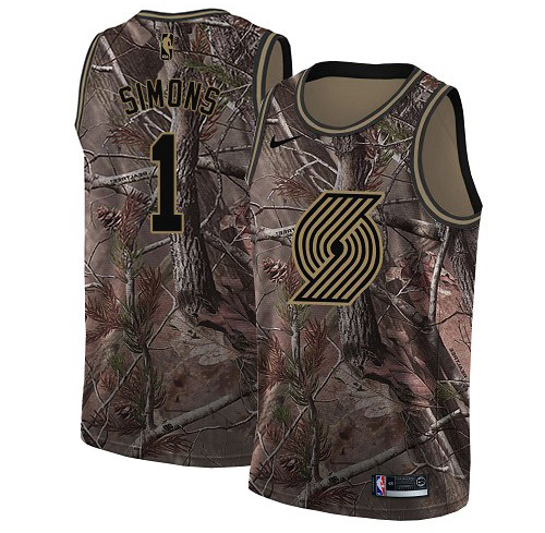 Nike Blazers #1 Anfernee Simons Camo Women's NBA Swingman Realtree Collection Jersey