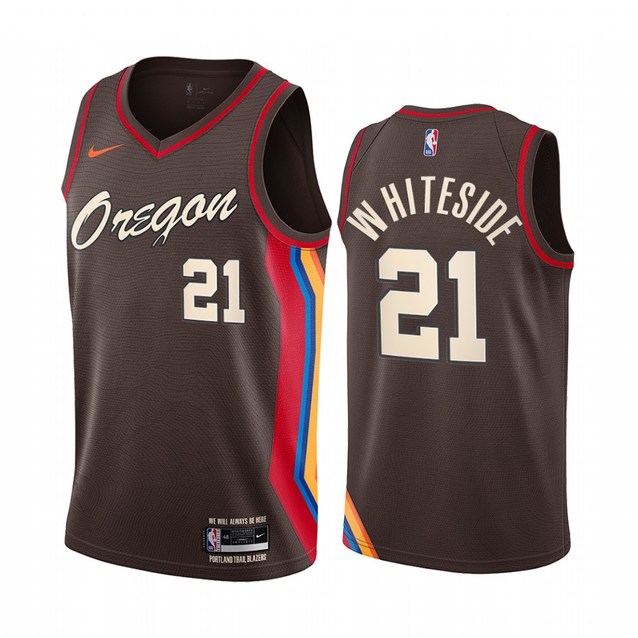 Nike Blazers #21 Hassan Whiteside Chocolate Women's NBA Swingman 2020-21 City Edition Jersey