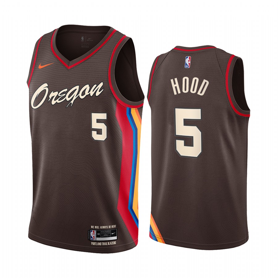 Nike Blazers #5 Rodney Hood Chocolate Women's NBA Swingman 2020-21 City Edition Jersey