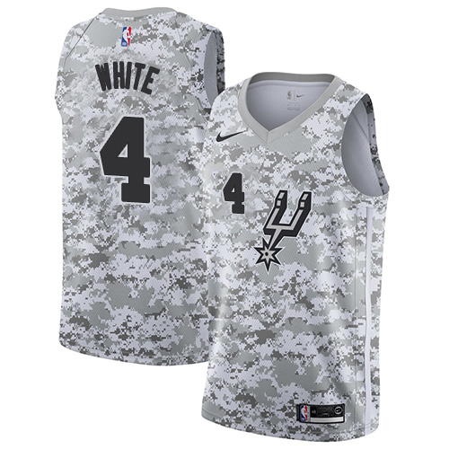 Nike Spurs #4 Derrick White White Camo Women's NBA Swingman Earned Edition Jersey