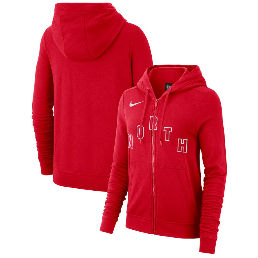 Toronto Raptors Nike Women's Earned Edition Wordmark Essential Full-Zip Hoodie - Red