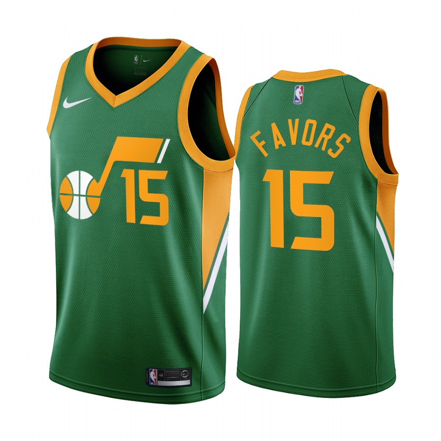 Utah Jazz #15 Derrick Favors Green Women's NBA Swingman 2020-21 Earned Edition Jersey