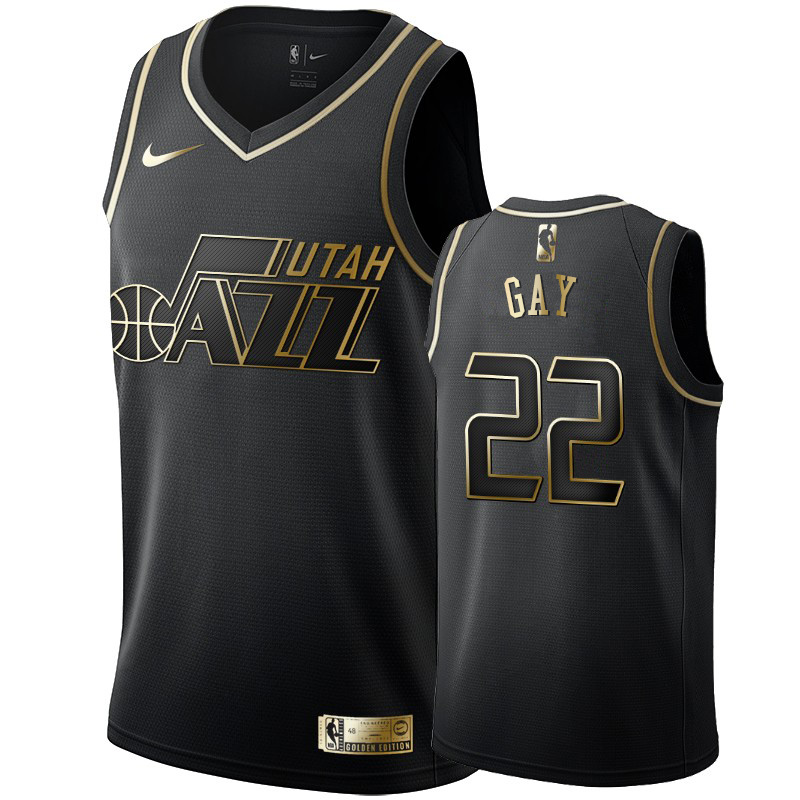 Nike Jazz #22 Rudy Gay Women's Black Golden Edition Swingman NBA Jersey