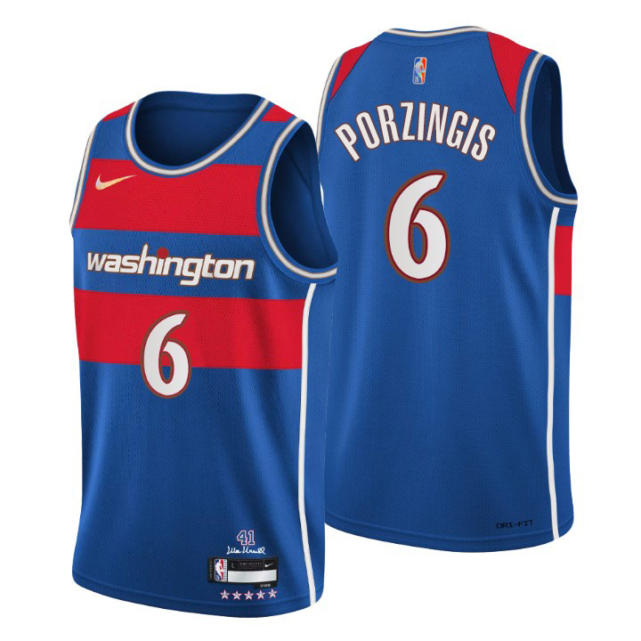 Washington Wizards #6 Kristaps Porzingis Women's Nike Blue 2021/22 Swingman NBA Jersey - City Edition