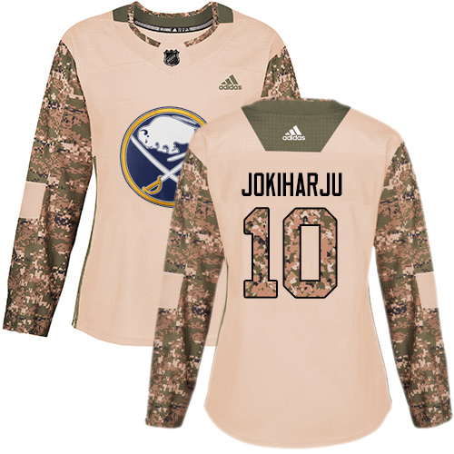 Adidas Sabres #10 Henri Jokiharju Camo Authentic 2017 Veterans Day Women's Stitched NHL Jersey