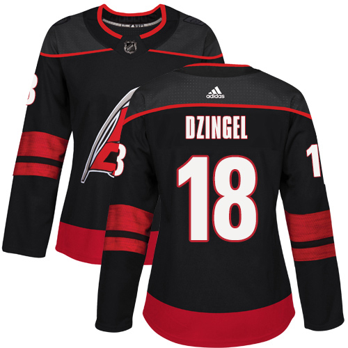 Adidas Hurricanes #18 Ryan Dzingel Black Alternate Authentic Women's Stitched NHL Jersey