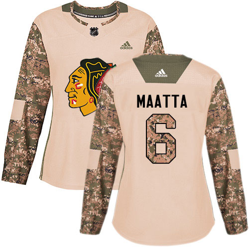 Adidas Blackhawks #6 Olli Maatta Camo Authentic 2017 Veterans Day Women's Stitched NHL Jersey