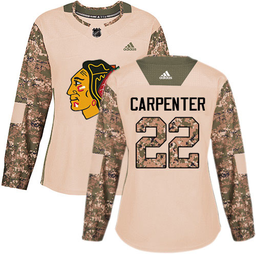 Adidas Blackhawks #22 Ryan Carpenter Camo Authentic 2017 Veterans Day Women's Stitched NHL Jersey