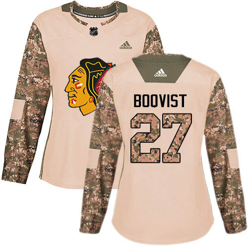 Adidas Blackhawks #27 Adam Boqvist Camo Authentic 2017 Veterans Day Women's Stitched NHL Jersey