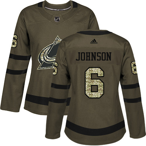 Adidas Avalanche #6 Erik Johnson Green Women's Salute to Service Stitched NHL Jersey