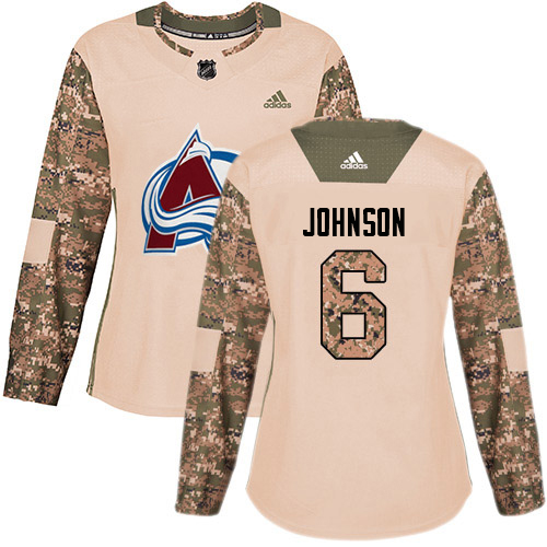 Adidas Avalanche #6 Erik Johnson Camo Women's Authentic 2017 Veterans Day Stitched NHL Jersey