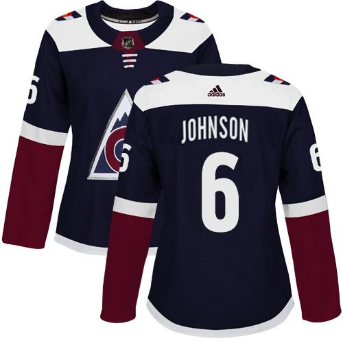 Adidas Avalanche #6 Erik Johnson Navy Women's Alternate Authentic Stitched NHL Jersey