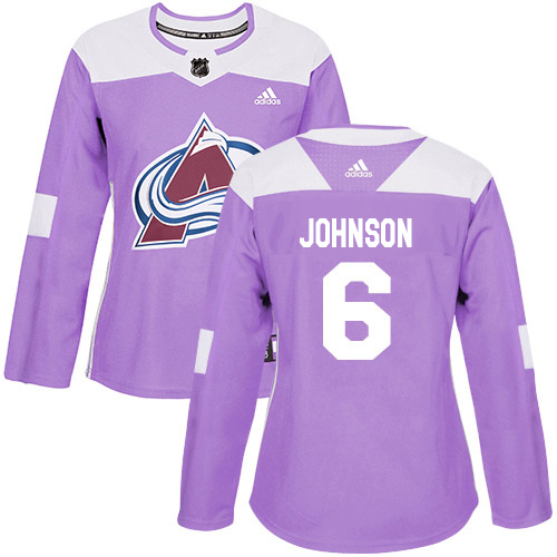 Adidas Avalanche #6 Erik Johnson Purple Women's Authentic Fights Cancer Stitched NHL Jersey