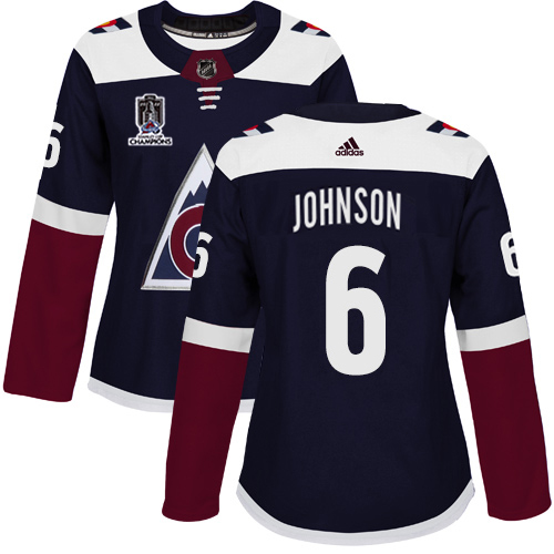 Adidas Avalanche #6 Erik Johnson Navy Women's 2022 Stanley Cup Champions Alternate Authentic Stitched NHL Jersey