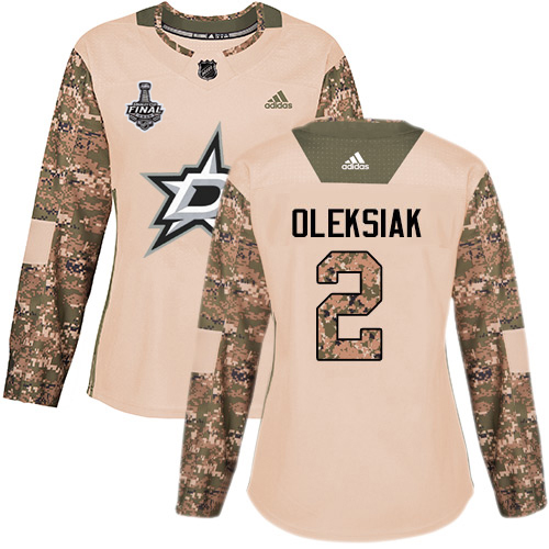 Adidas Stars #2 Jamie Oleksiak Camo Authentic 2017 Veterans Day Women's 2020 Stanley Cup Final Stitched NHL Jersey