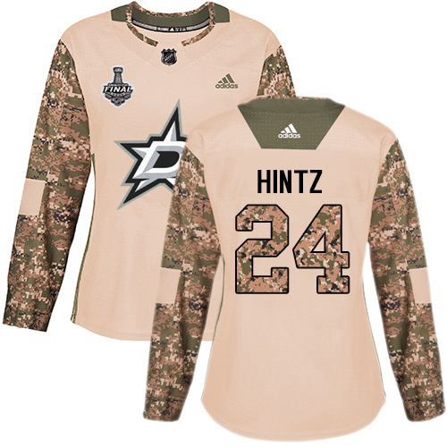 Adidas Stars #24 Roope Hintz Camo Authentic 2017 Veterans Day Women's 2020 Stanley Cup Final Stitched NHL Jersey