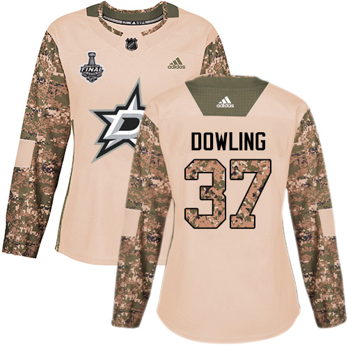 Adidas Stars #37 Justin Dowling Camo Authentic 2017 Veterans Day Women's 2020 Stanley Cup Final Stitched NHL Jersey