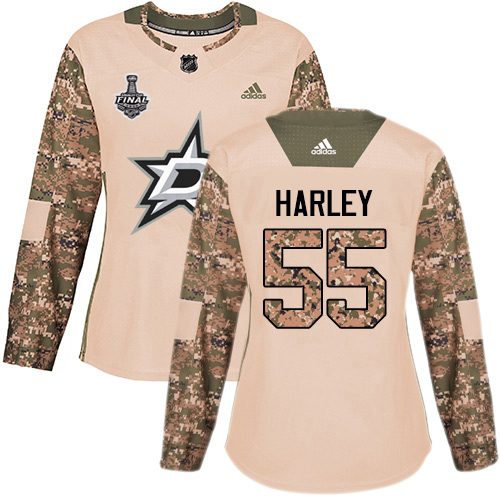 Adidas Stars #55 Thomas Harley Camo Authentic 2017 Veterans Day Women's 2020 Stanley Cup Final Stitched NHL Jersey