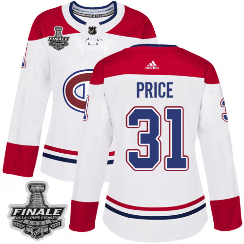 Adidas Canadiens #31 Carey Price White Road Authentic Women's 2021 NHL Stanley Cup Final Patch Jersey