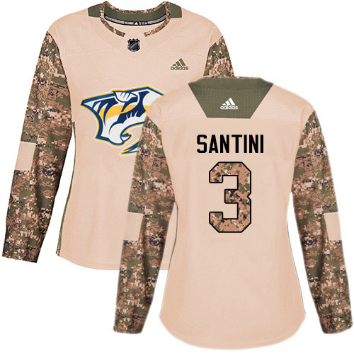 Adidas Predators #3 Steven Santini Camo Authentic 2017 Veterans Day Women's Stitched NHL Jersey