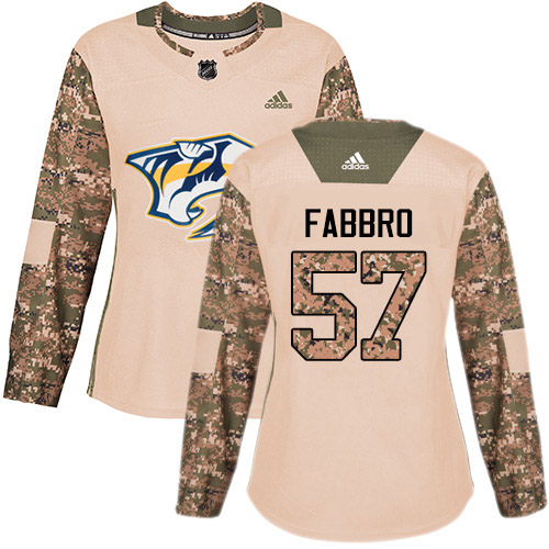 Adidas Predators #57 Dante Fabbro Camo Authentic 2017 Veterans Day Women's Stitched NHL Jersey