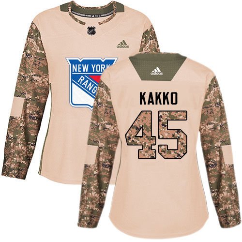 Adidas Rangers #45 Kappo Kakko Camo Authentic 2017 Veterans Day Women's Stitched NHL Jersey