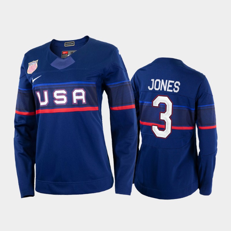 U.S. Men's Hockey #3 Seth Jones Nike Women's Beijing 2022 Winter Olympics Away Jersey - Navy