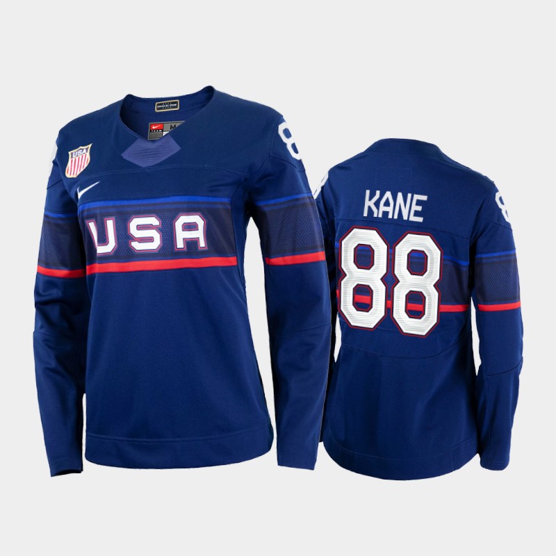 U.S. Men's Hockey #88 Patrick Kane Nike Women's Beijing 2022 Winter Olympics Away Jersey - Navy