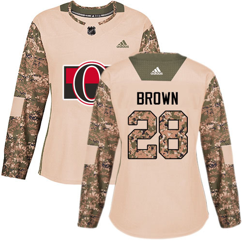 Adidas Senators #28 Connor Brown Camo Authentic 2017 Veterans Day Women's Stitched NHL Jersey