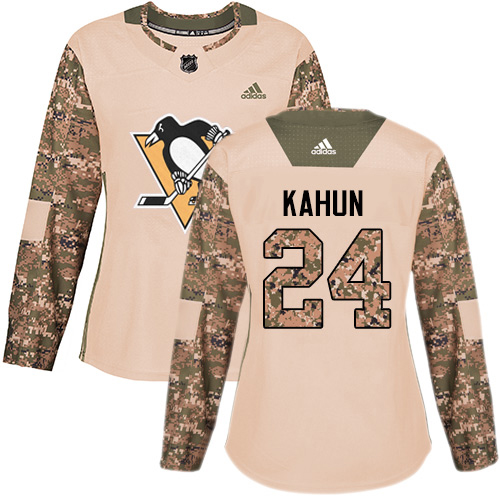 Adidas Penguins #24 Dominik Kahun Camo Authentic 2017 Veterans Day Women's Stitched NHL Jersey