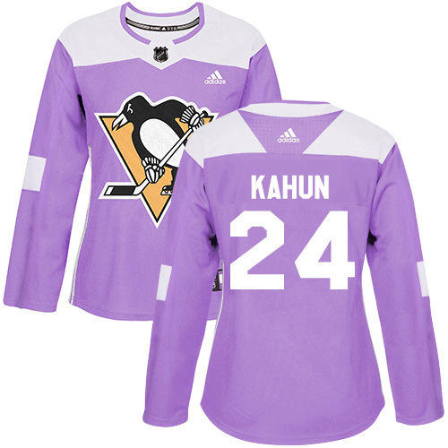 Adidas Penguins #24 Dominik Kahun Purple Authentic Fights Cancer Women's Stitched NHL Jersey